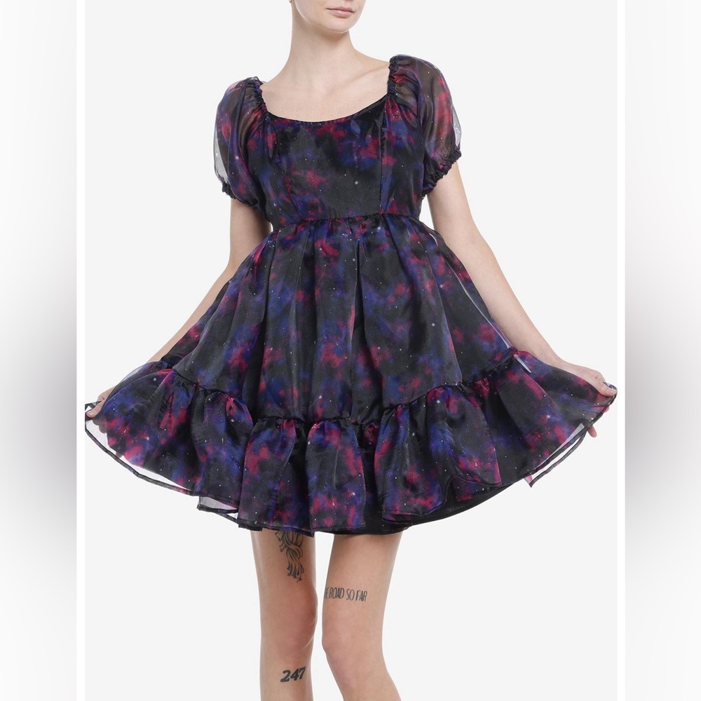 Cosmic Aura Hot Topic Whimsical Galaxy Babydoll Dress